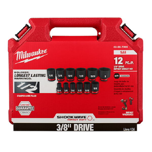 Picture of Milwaukee MWK49-66-7005 0.37 in. Drive SAE Standard 6 Point Socket Set&#44; 12 Piece
