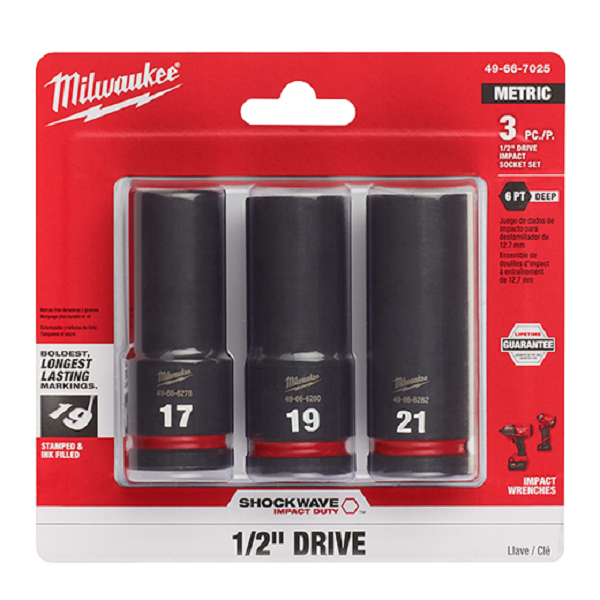 Metric Tire Lug Impact Socket Set, 3 Piece