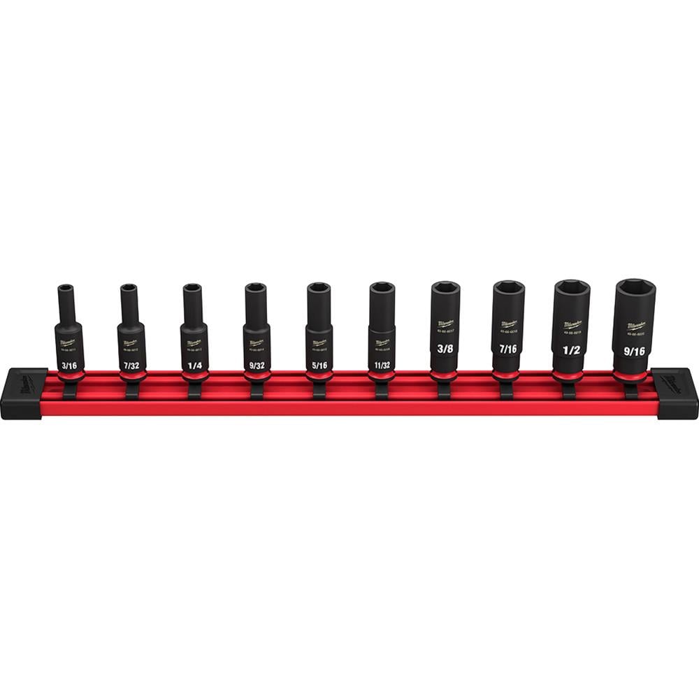 MWK49-66-7001 0.25 in. Drive Deep SAE Shockwave Impact-Duty Sockets Set, Black Oxide - 10 Piece -  Milwaukee