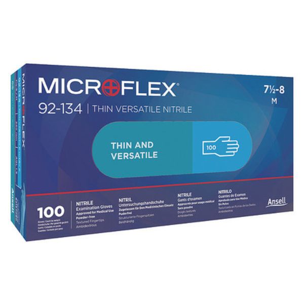 Microflex(R) 92-134 Versatility, Disposable Gloves, 2.8 mil Palm, Nitrile, Powder-Free, XL, 100 PK