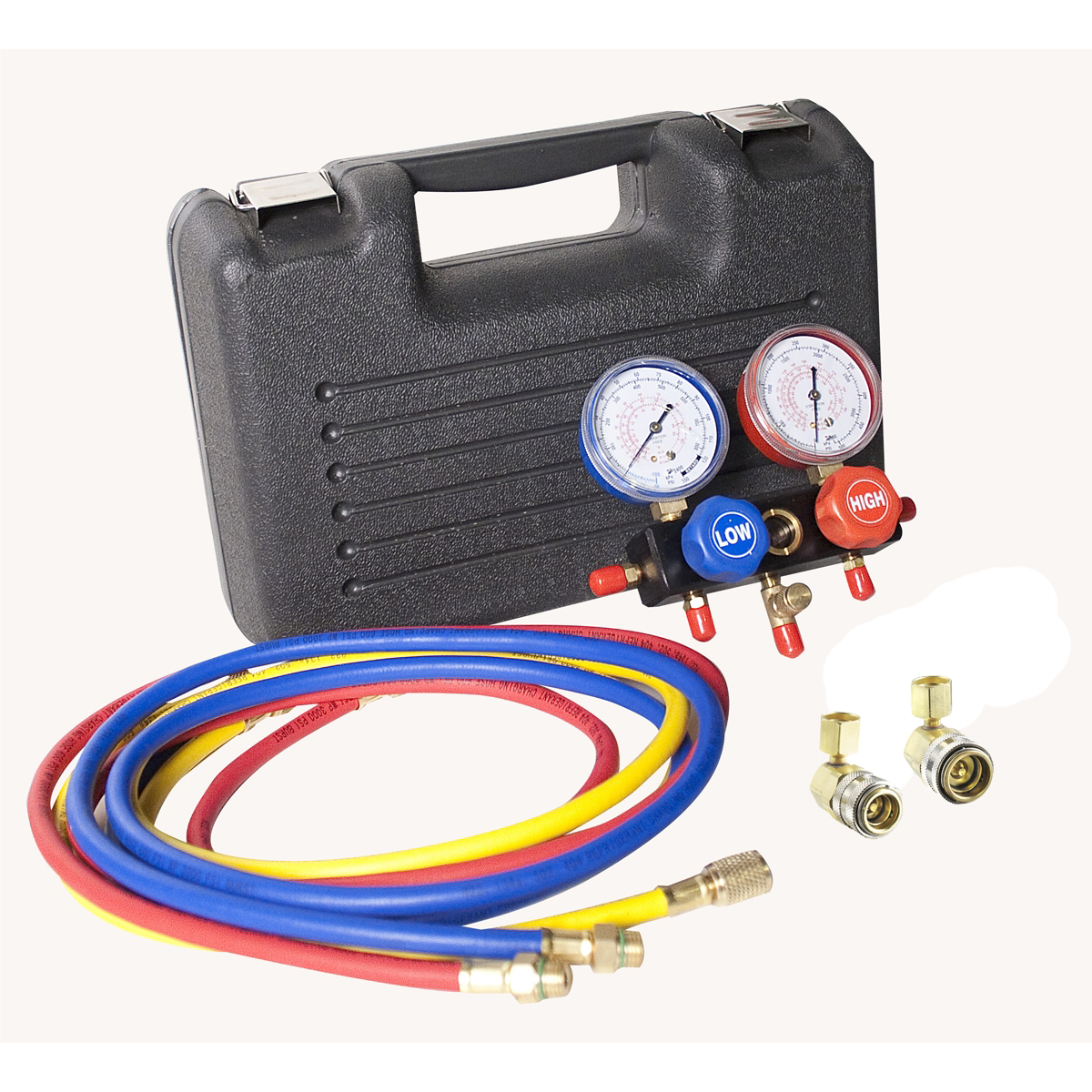R-134A Aluminum Block Manifold Gauge Set with Quick Couplers