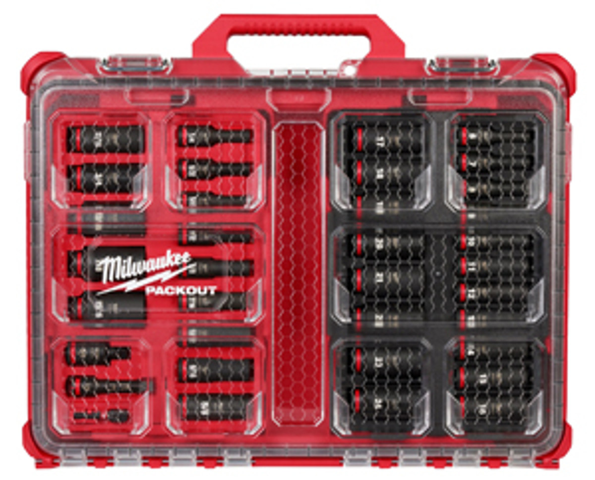 MWK49-66-6805 0.37 in. Drive Metric & SAE Deep Packout Impact Socket Set - 36 Piece