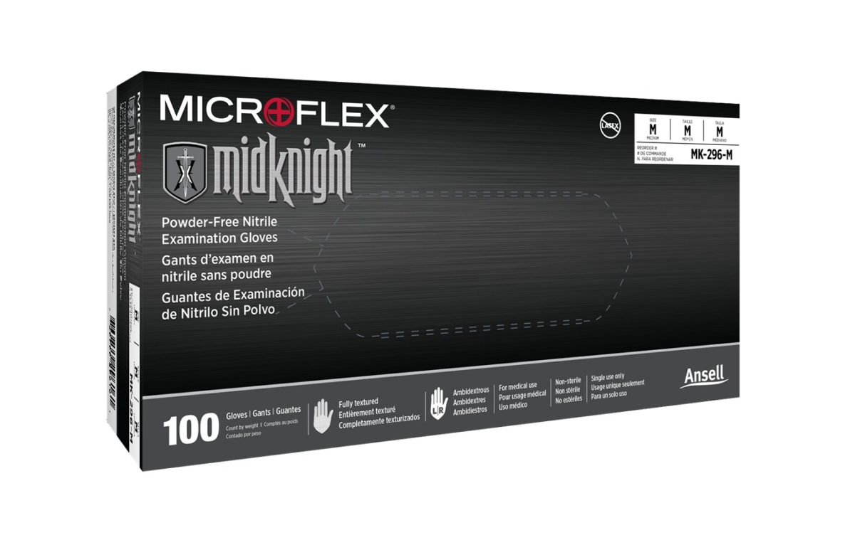 MXMK296S-10 Nitrile Exam Gloves, MidKnight Black - Small -  Microflex - BC - 40