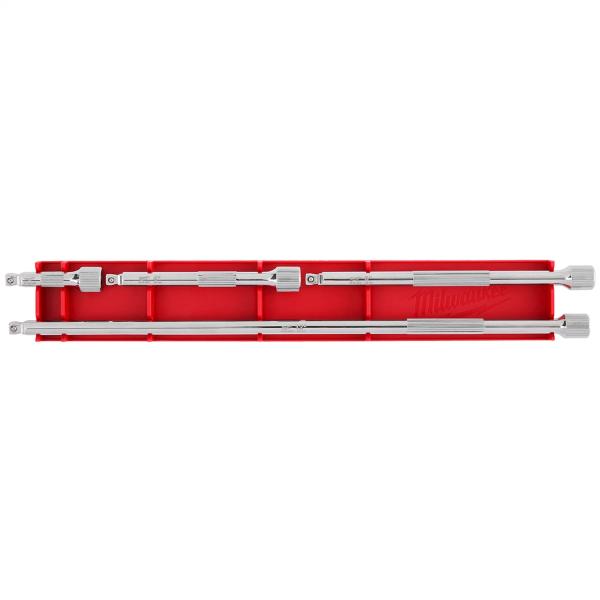 Picture of Milwaukee Electric Tool MWK48-22-9350 0.25 in. Drive Wobble Extension Set&#44; Chrome - 4 Piece