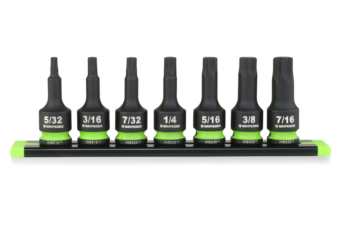 Picture of Grip Tooling Technologies GTIHBS7S 0.375 in. SAE Short Impact Hex Driver - 7 Piece
