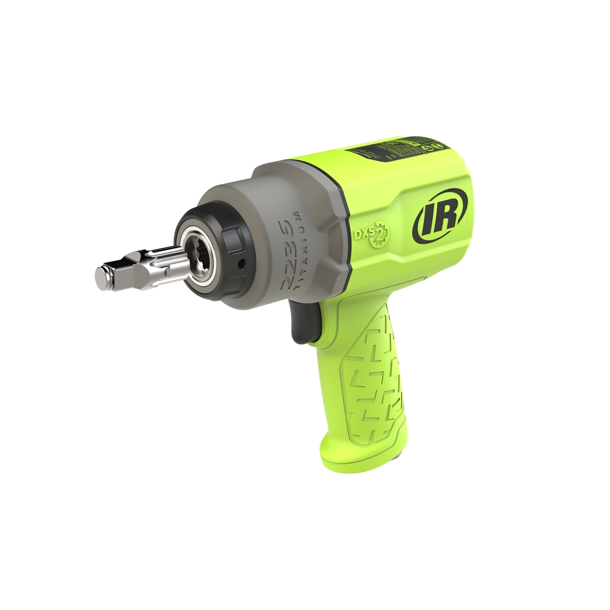 DXS2 1/2" Air Impact Wrench, Quiet, 1500 ft-lb Torque, Titanium Hammercase, Friction Ring, Green