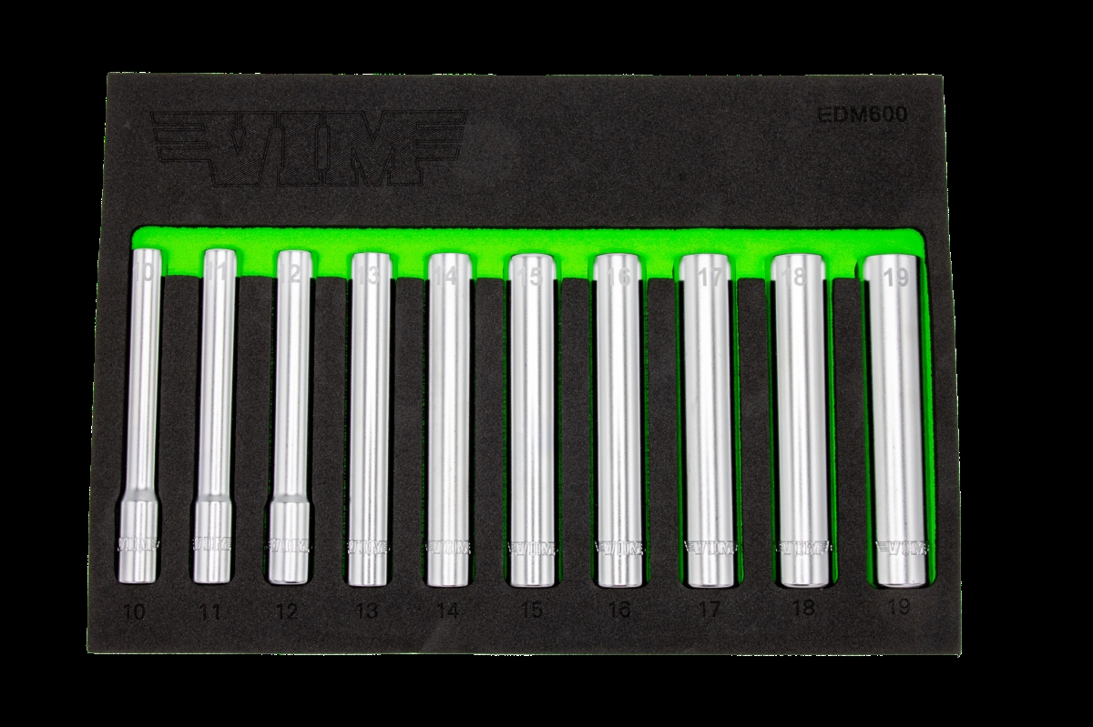 VMEDM600 10 Piece 0.375 in. Drive Metric Extra Deep 6-Point Socket Set