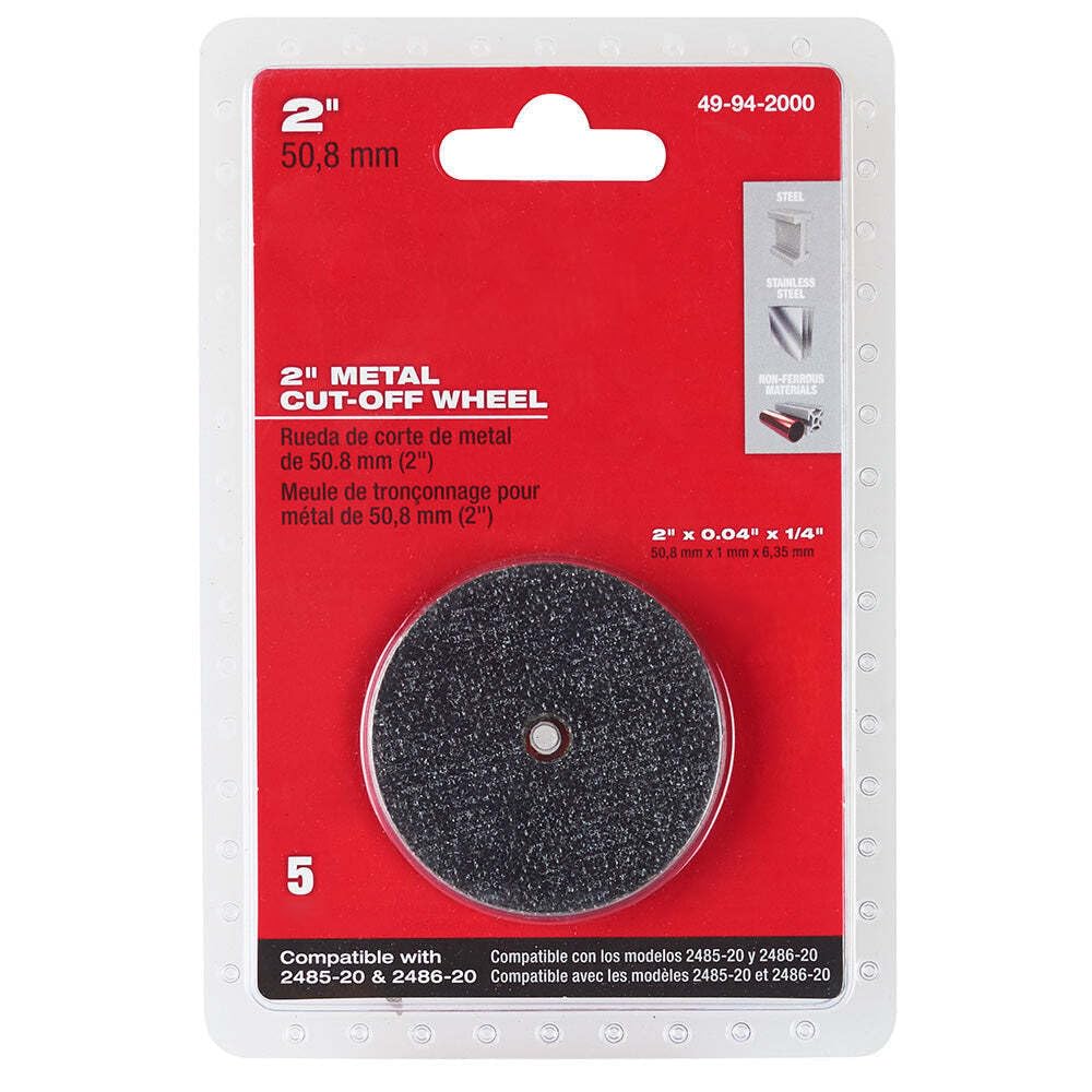 Cut Off Wheel, Type 1, 2 in Dia, 0.04 in Thick, 1/4 in Arbor Hole Size, Aluminum Oxide