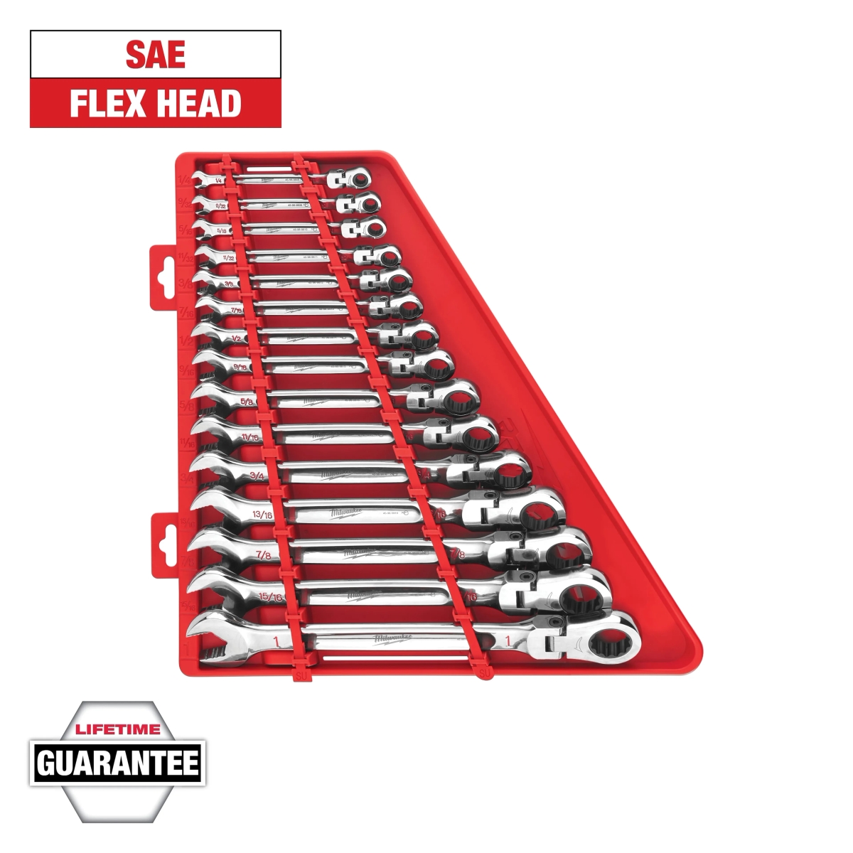 Milwaukee Tool MWK48-22-9413 SAE Flex Head Ratcheting Combination Wrench Set - 15 Piece