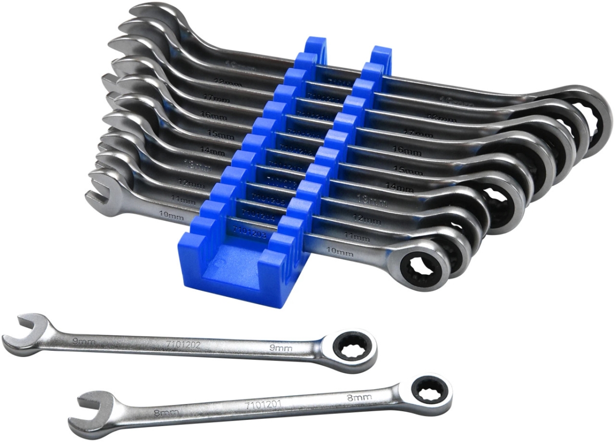 Astro Pneumatic Tools Satin Chrome Steel Razor Combo Ratcheting Wrench Set 12 Pieces - 71012