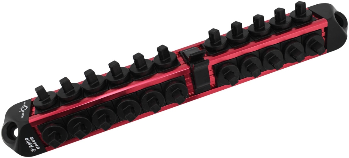 ASTRO 1/4? Drive V12 Locking Magnetic Socket Organizer for 22 Sockets + Ratchet  Red