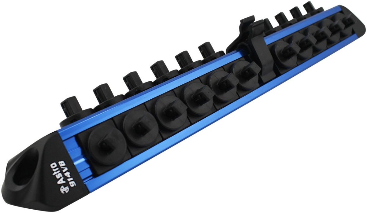 ASTRO 1/4? Drive V12 Locking Magnetic Socket Organizer for 22 Sockets + Ratchet  Blue