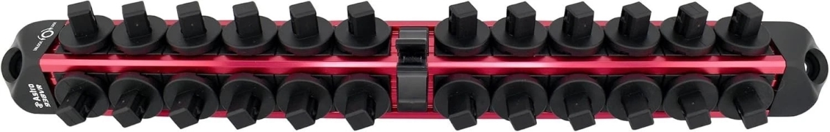 ASTRO 3/8? Drive V12 Locking Magnetic Socket Organizer for 24 Sockets + Ratchet  Red