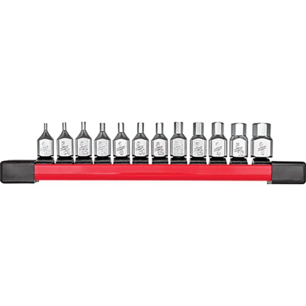 MWK48-22-9544 0.25 in. Low-Profile SAE Hex Bit Socket Set with Four Flat Slides - 12 Piece
