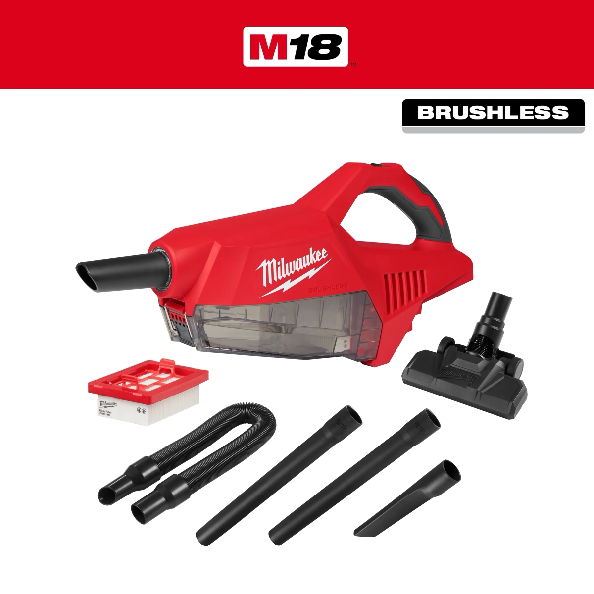 MWK0892-20 M18 Brushless Handheld Vacuum, Black & Red