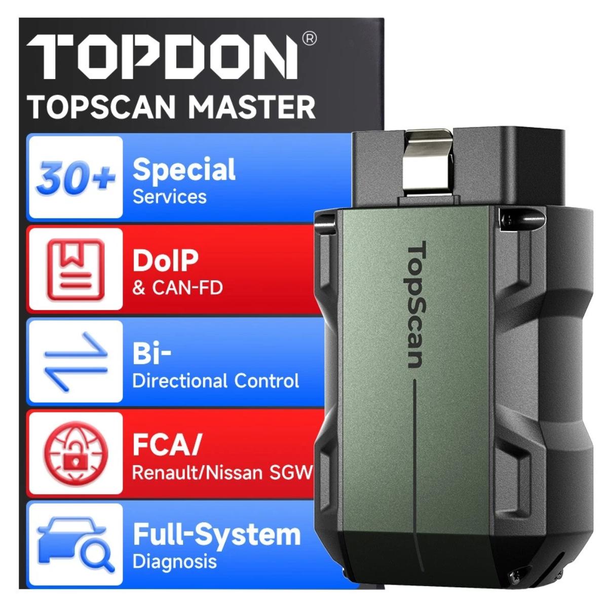 TPTSMASTER TopScan Master OBD2 Bluetooth All-System Car Diagnostic Scanner Tool - 2026 Edition, Black - Medium