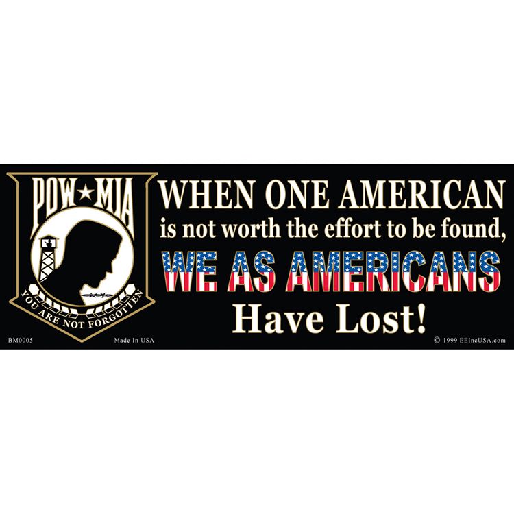 BM0005 Sticker - Pow Mia, When One - 3.5 x 10 in.