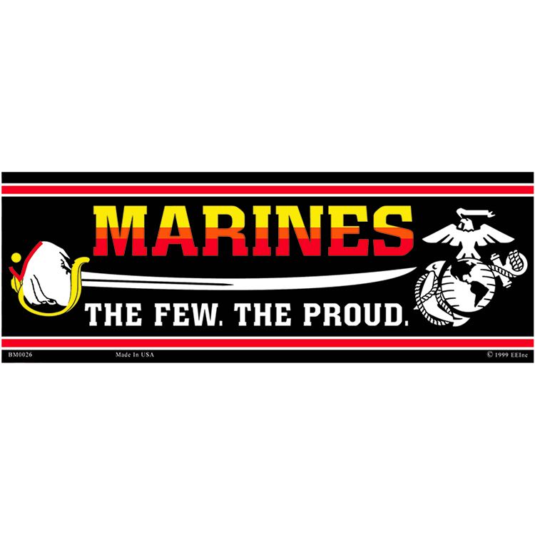 BM0026 Sticker - USMC, Marines, Swords - 3.5 x 10 in.