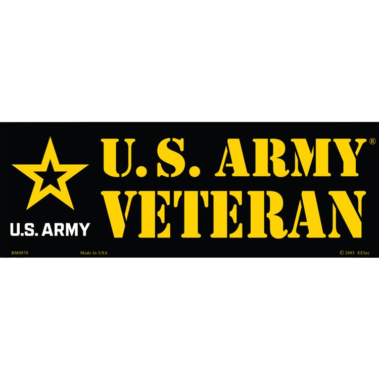 BM0070 Sticker - Army Logo, Veteran - 3.5 x 10 in.