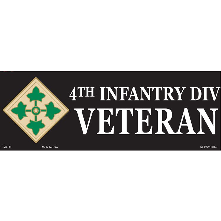 BM0133 Sticker - Army, 4th Division - 3.5 x 10 in.