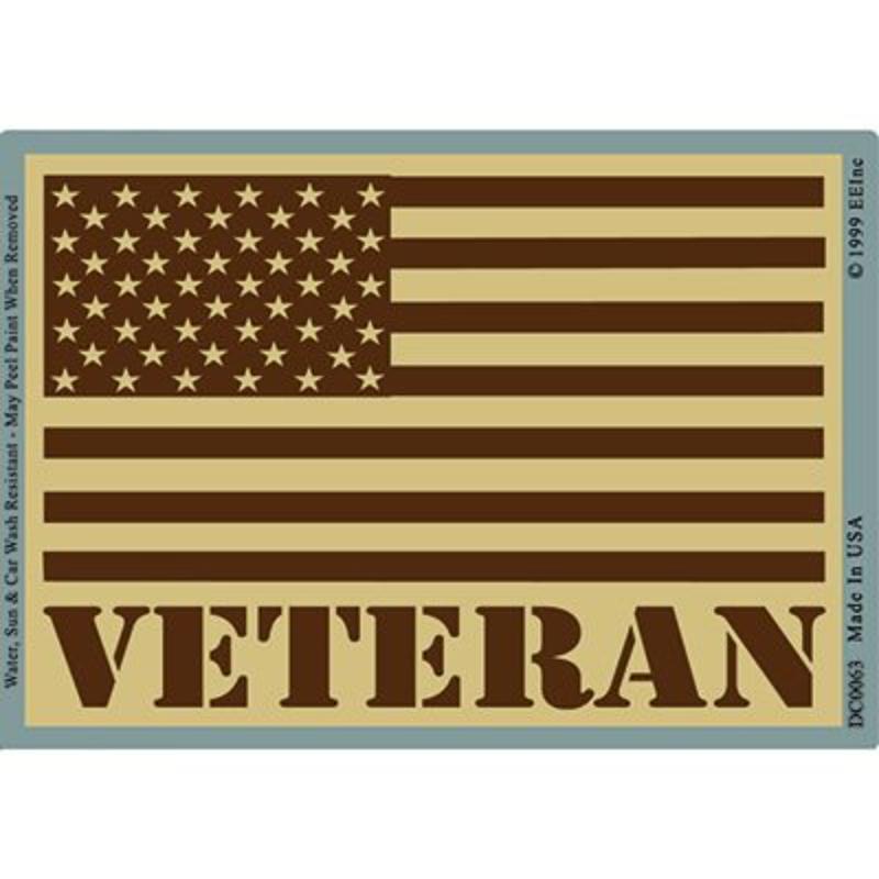 DC0063 Sticker - USA Flag, Veteran - 3 x 4.25 in.