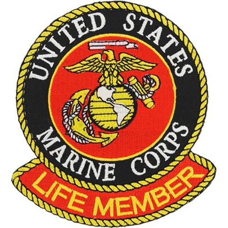 PM7144 Patch - USMC Logo, Life Member - Large - 4.23 in.