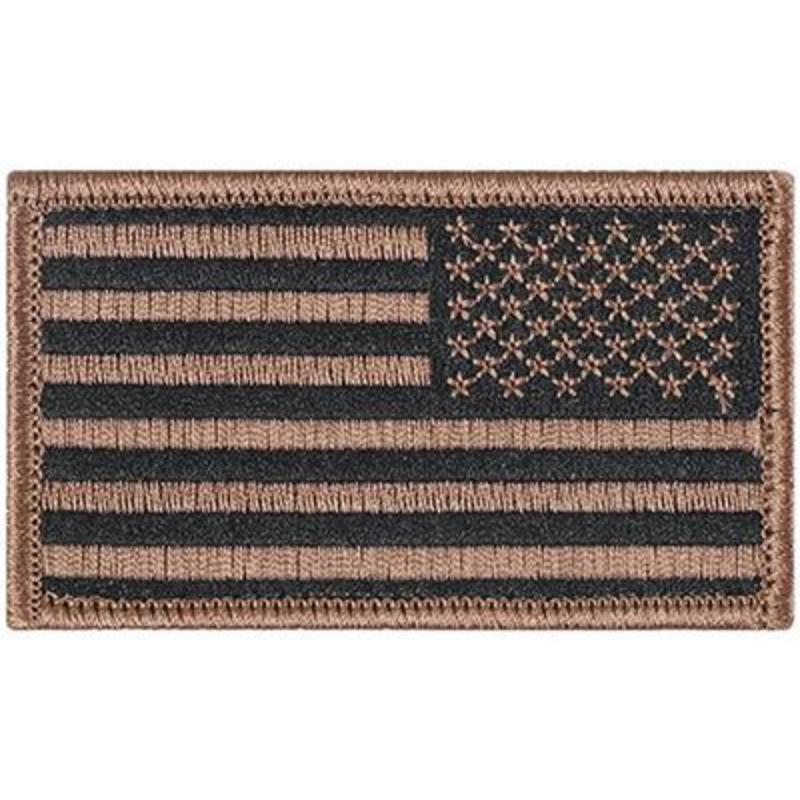 PM1125V Patch - Flag, USA, Black & Brown - Cloth Hook & Eye - 3.38 x 2 in.