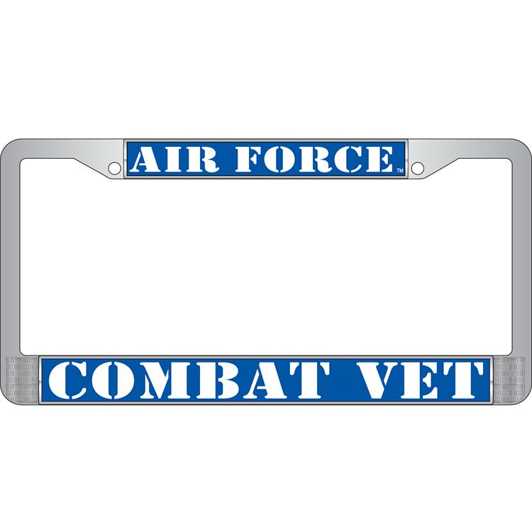 LP3808 Chrome License Plate Frame, USAF, Combat Veteran - 6 x 12 in.