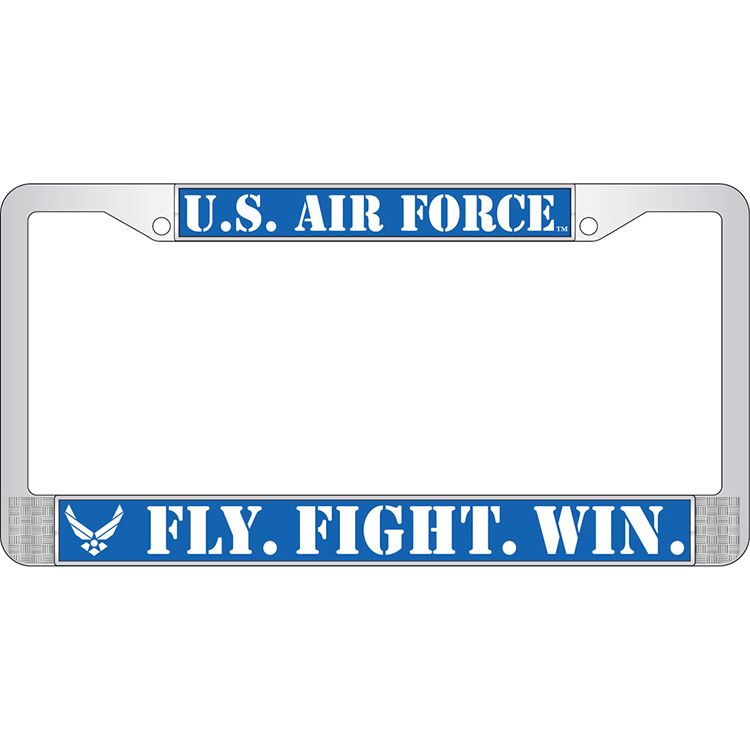 LP3816 Chrome License Plate Frame, USAF, Fly, Fighter - 6 x 12 in.