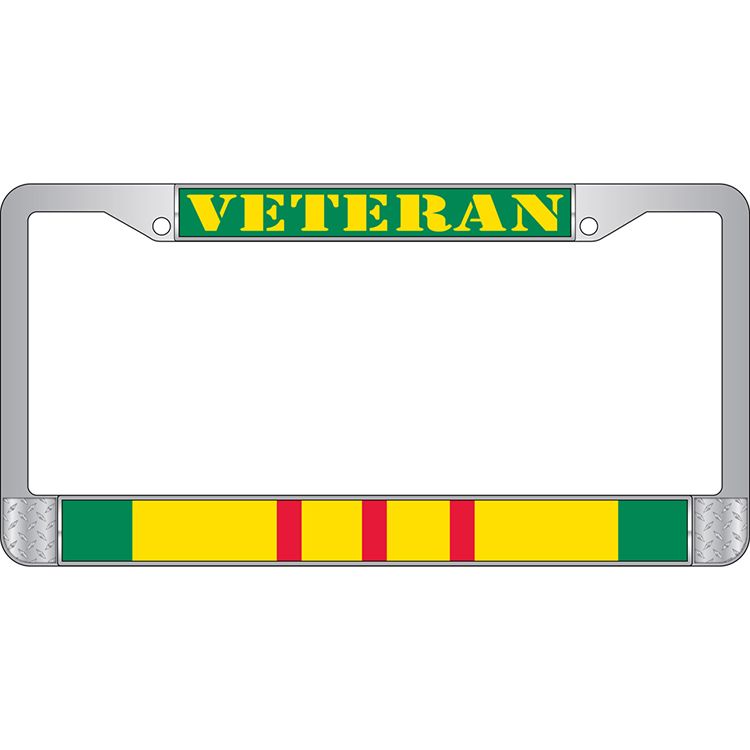 Picture of Eagle Emblems LP3968 Chrome License Plate Frame&#44; Vietnam Service Veteran - 6 x 12 in.