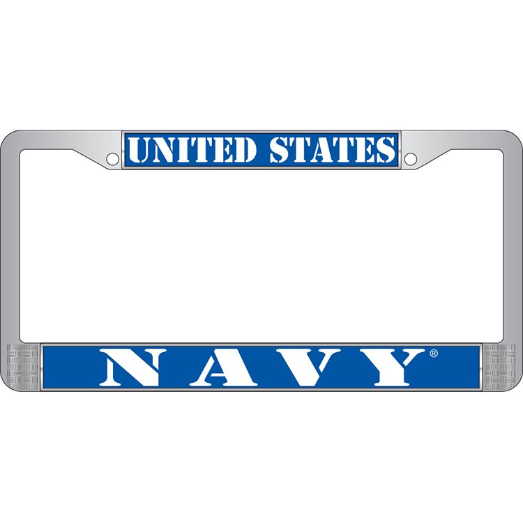 Picture of Eagle Emblems LP3990 Chrome License Plate Frame&#44; USN - 6 x 12 in.