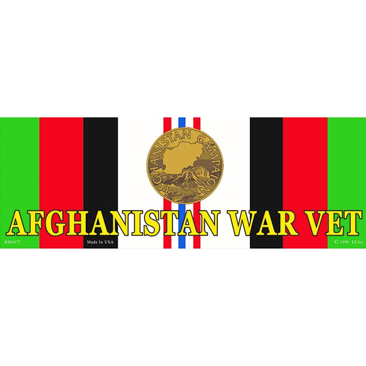 BM0477 Sticker - Afghan War, Service RB & Medal - 3.5 x 10 in.