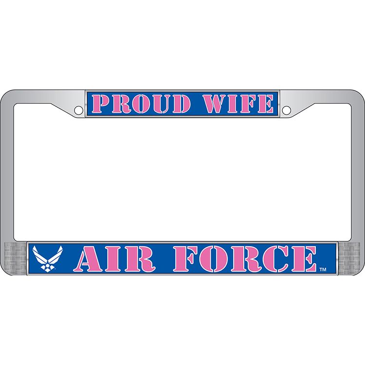 LP3815 Chrome License Plate Frame, USAF, Wife - 6 x 12 in.