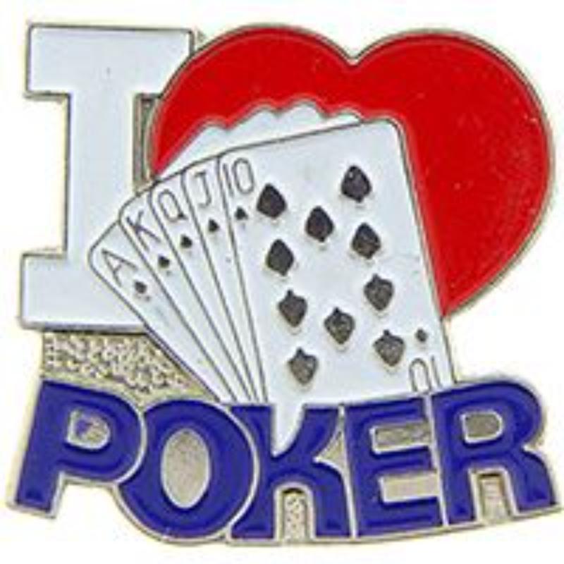 P03917 Pin - Game, Card, I Love Poker - 1 in.