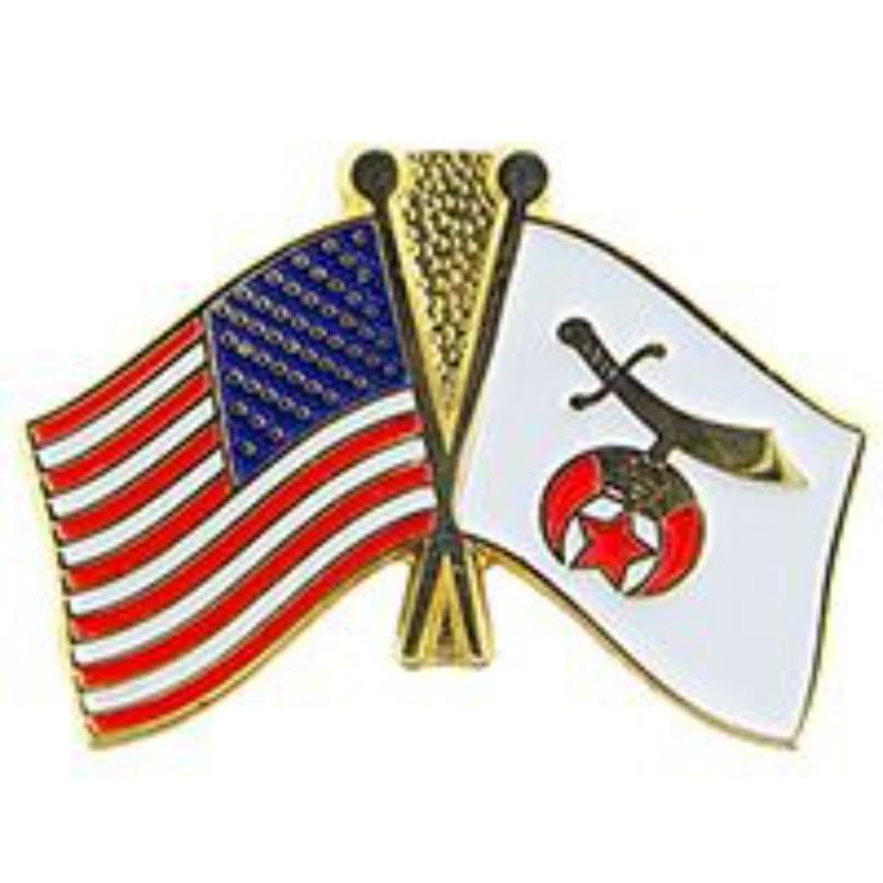 P05711 Pin - Orange, Shriner & USA Flag - 1 in.
