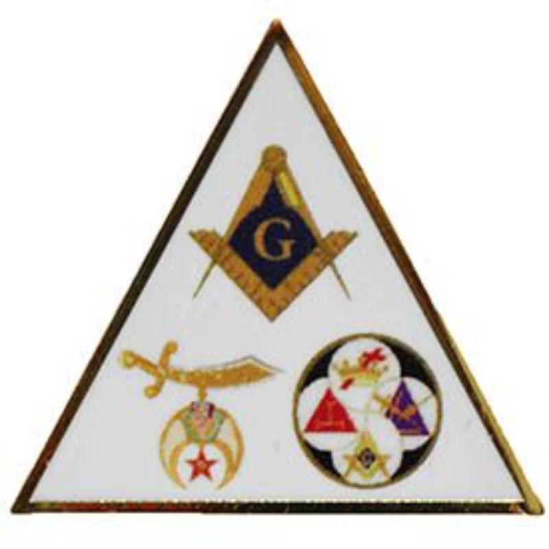 P06036 Pin - Orange, Masonic 3 Emblem - 1 in.