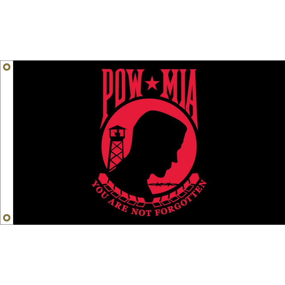 F1665 Flag - Pow Mia, Red & Black - 3 x 5 ft.