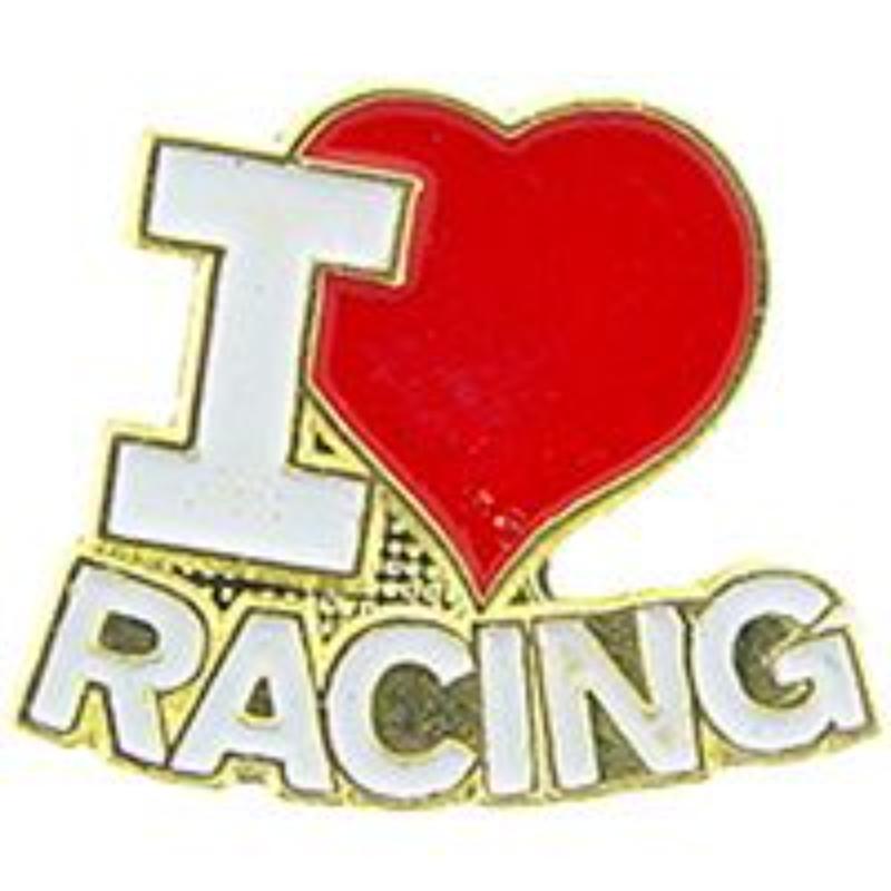 P06991 Pin - Car, I Love Racing - 1 in.