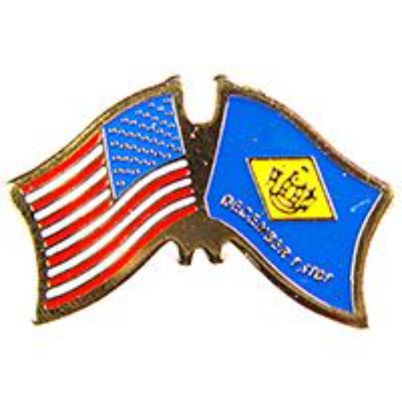 P09108 Cross Flags Pin - USA & Delaware - 1.125 in.