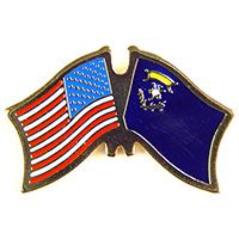 Cross Flags Pin - USA & Nevada - 1.125 in. - Durable Design