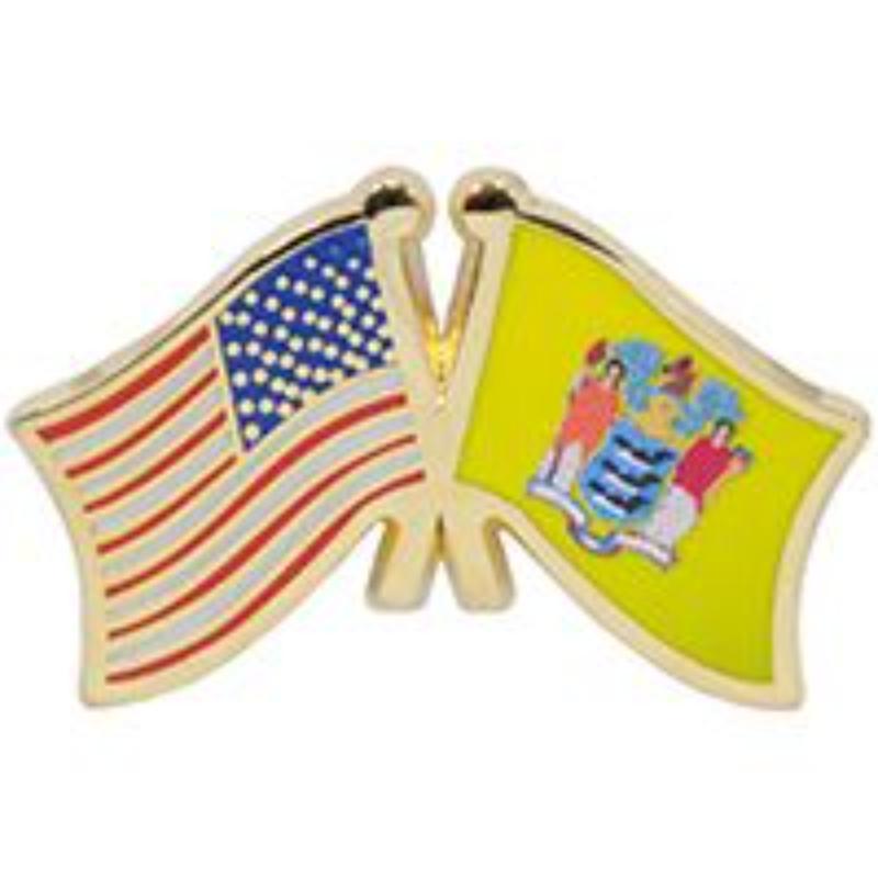 P09131 Cross Flags Pin - USA & Jersey - 1.125 in.