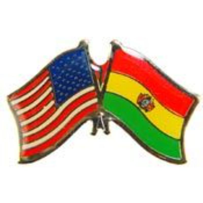 Cross Flags Pin - USA & Bolivia - 1.125 in. - Durable Design