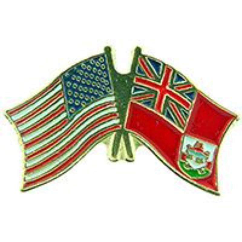 Cross Flags Pin - USA & Bermuda - 1.125 in. - Durable Design