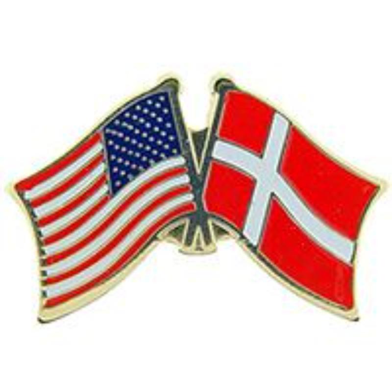P09724 Cross Flags Pin - USA & Denmark - 1.125 in.