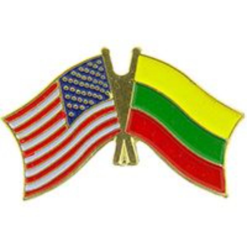 P09769 Cross Flags Pin - USA & Lithuania - 1.125 in.