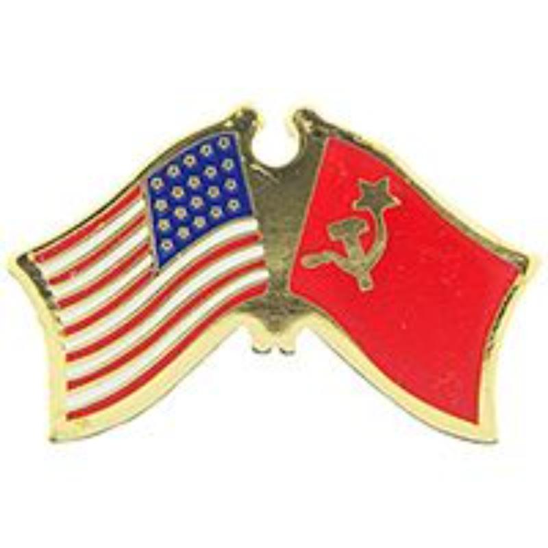 P09794 Cross Flags Pin - USA & USSR - 1.125 in.