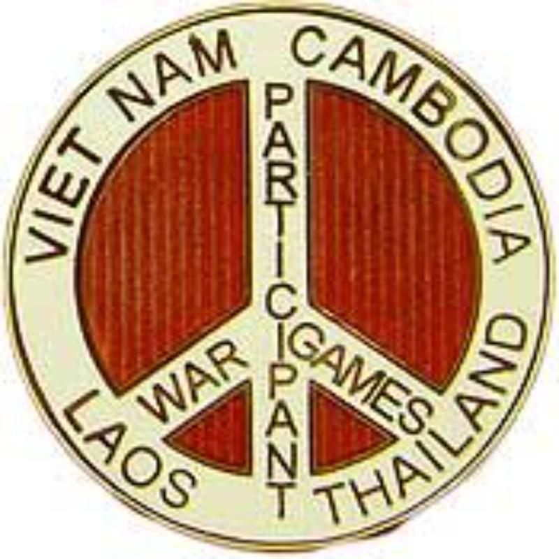 P14676 Pin - Vietnam, War Game, SE Asia - White - 1 in.