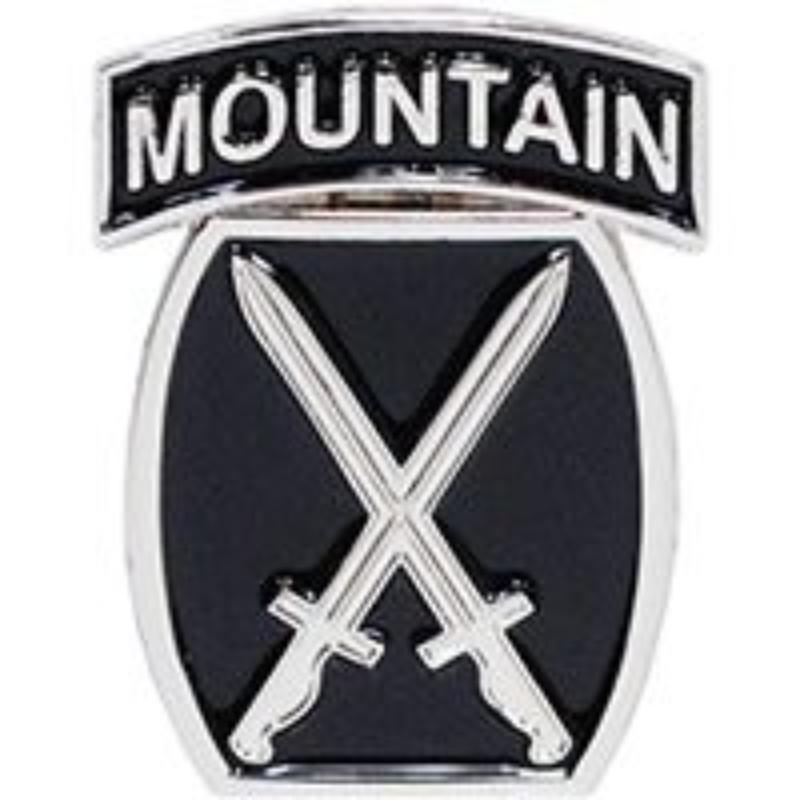 P15647 Pin - Army, 10th Mountain Division - Silver & Black - 1 in.