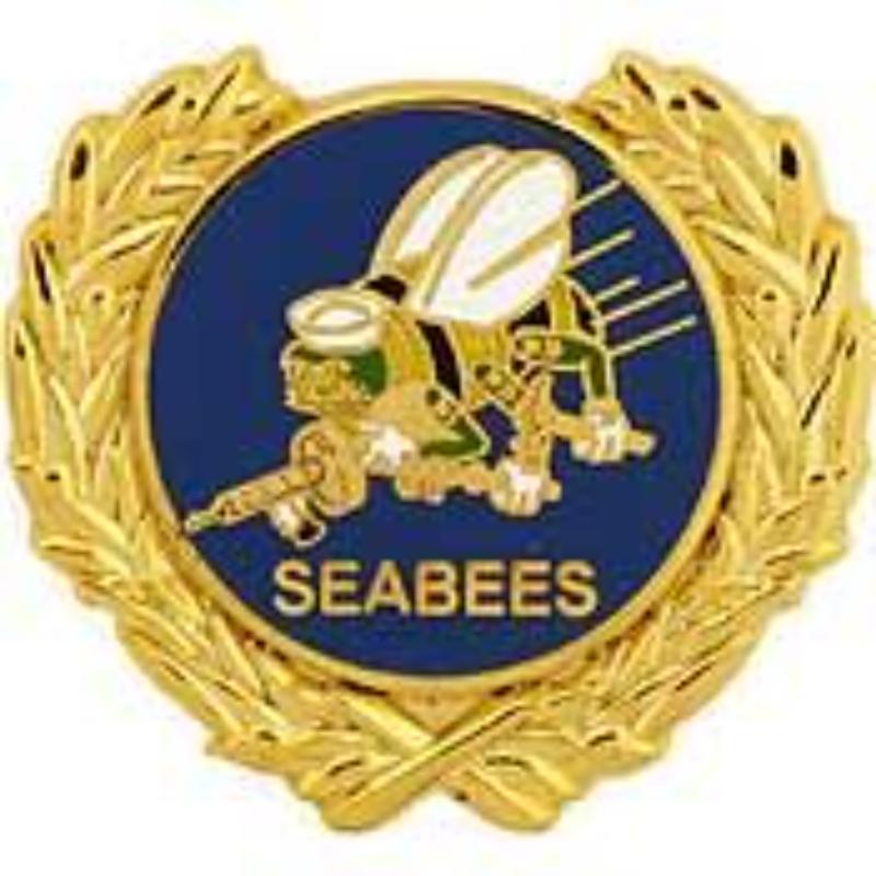 P15909 Pin - USN, Seabees, Wreath - 1.625 in.