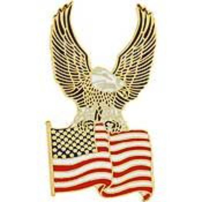 P15982 Pin - USA, Flag, Eagle, on Top - 1.25 in.